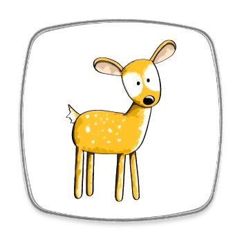Süßes Rehkitz - Reh - Rehe - Ren - Hirsch - Comic - Viereckiger Kühlschrankmagnet - Weiß - Vorne
