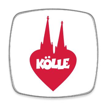 I Love Kölle Köln Herz mit Kölner Dom - Viereckiger Kühlschrankmagnet - Weiß - Vorne