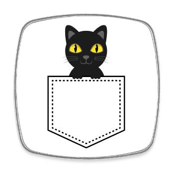 Pocket animal black cat - Square fridge magnet - white - Front