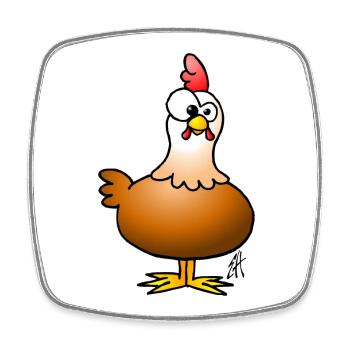 Chicken - Hen - Square fridge magnet - white - Front