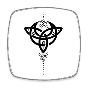 Celtic moon, crescent moon with Trinity symbol. - Square fridge magnet - white - Front