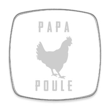 PAPA HEN Hahn Silhouette - Viereckiger Kühlschrankmagnet - Weiß - Vorne
