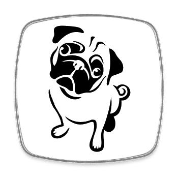 Mops - Viereckiger Kühlschrankmagnet - Weiß - Vorne