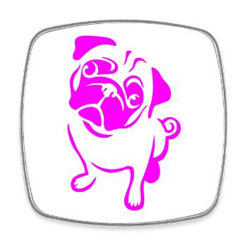 Mops in Pink - Viereckiger Kühlschrankmagnet - Weiß - Vorne