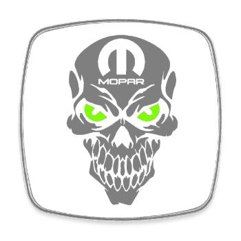 Mopar Skull - Viereckiger Kühlschrankmagnet - Weiß - Vorne