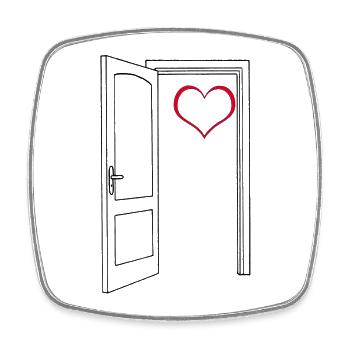 Offene Tür zu meinem Herzen (schwarz) - Viereckiger Kühlschrankmagnet - Weiß - Vorne
