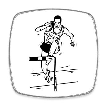 Hürdenlauf - Hürdenläufer - Viereckiger Kühlschrankmagnet - Weiß - Vorne