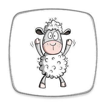 Happy Schaf I Schäfchen Lamm Geschenk Kinder - Viereckiger Kühlschrankmagnet - Weiß - Vorne