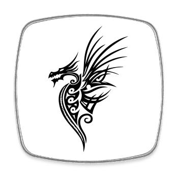 Drache mit großen Flügeln - Viereckiger Kühlschrankmagnet - Weiß - Vorne