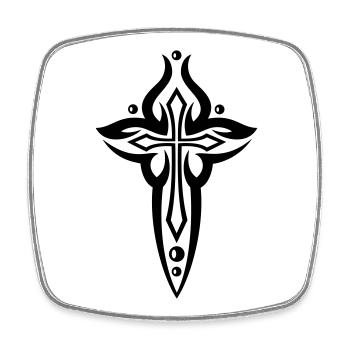 Cross, Crucifix, with pearls. - Square fridge magnet - white - Front