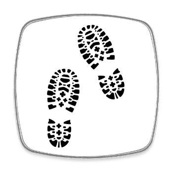 Wandern, Fußabdrücke, Hiking, footprints - Viereckiger Kühlschrankmagnet - Weiß - Vorne