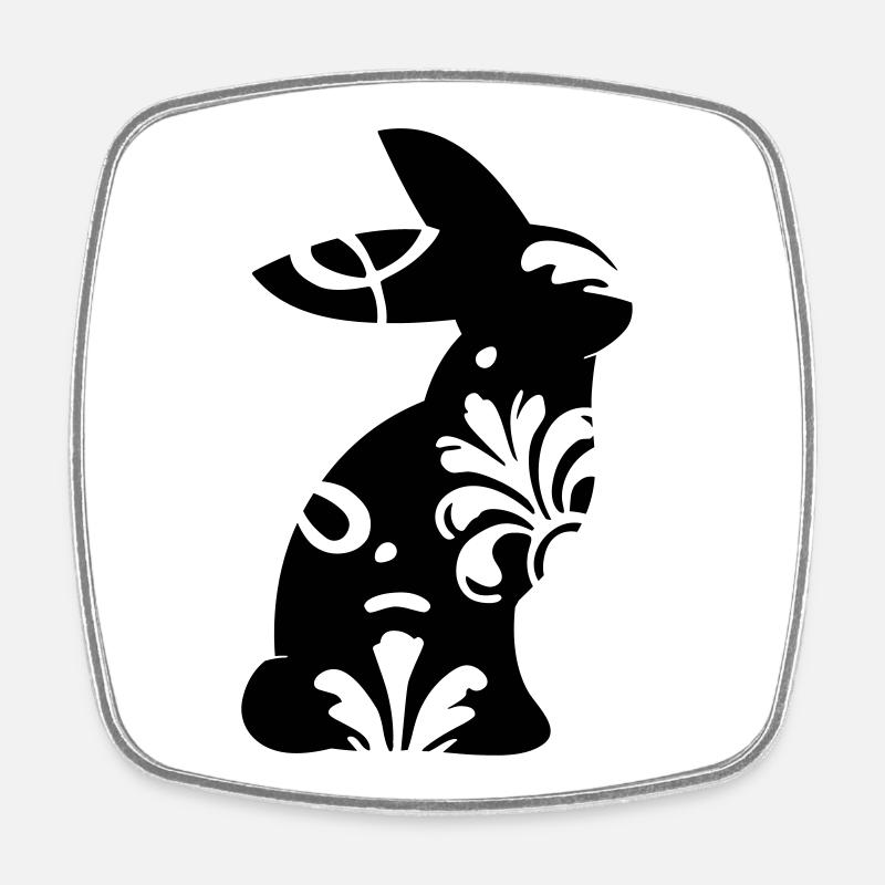 Ornement de lapin - Magnet carré - blanc