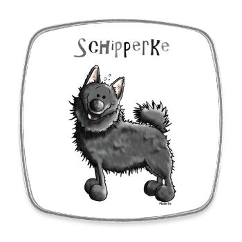 Witziger Schipperke - Hund - Viereckiger Kühlschrankmagnet - Weiß - Vorne