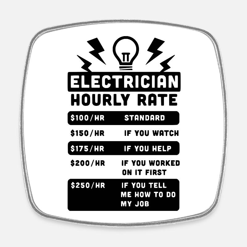 Electrician Hourly Rate - Magnet carré - blanc