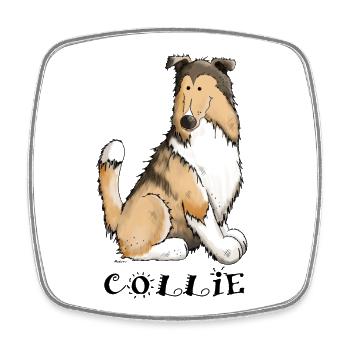 Happy Collie - Viereckiger Kühlschrankmagnet - Weiß - Vorne