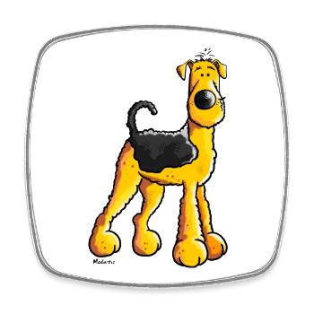 Süßer Airedale Terrier - Viereckiger Kühlschrankmagnet - Weiß - Vorne