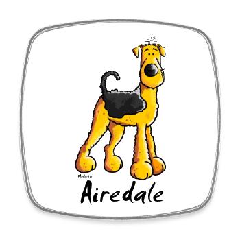 Fröhlicher Airedale Terrier - Viereckiger Kühlschrankmagnet - Weiß - Vorne