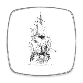 sailing ship - Square fridge magnet - white - Front