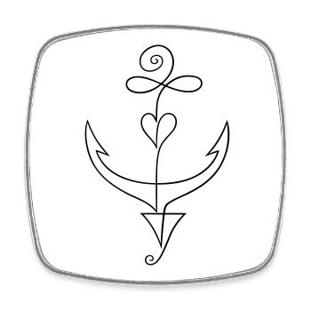 Anker Minimalistisch Single Line Tattoo - Viereckiger Kühlschrankmagnet - Weiß - Vorne