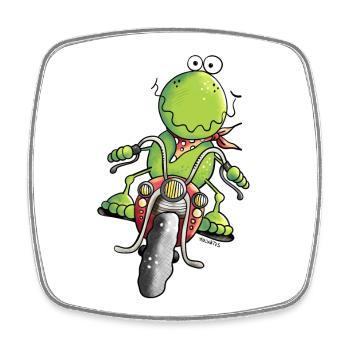 Biker Frosch - Viereckiger Kühlschrankmagnet - Weiß - Vorne