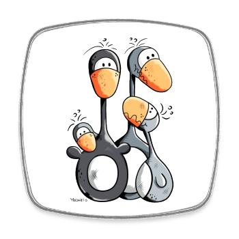Pinguin Familie - Viereckiger Kühlschrankmagnet - Weiß - Vorne