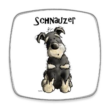 Witziger Schnauzer - Viereckiger Kühlschrankmagnet - Weiß - Vorne