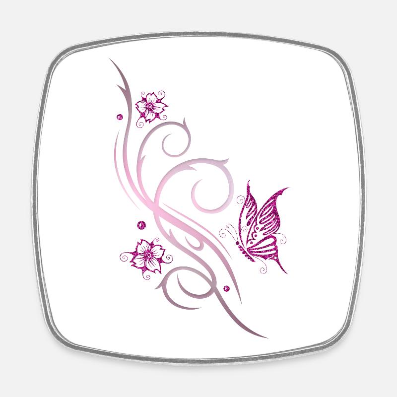 Fleurs de fleurs de cerisier papillon - Magnet carré - blanc