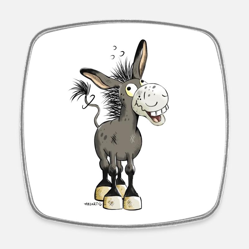 Smiling Donkey - Square fridge magnet - white