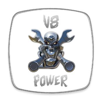 Puissance du moteur V8 - Magnet carré - blanc - Devant