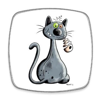 Chat - Magnet carré - blanc - Devant