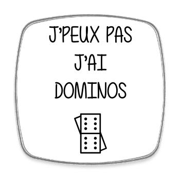 Domino / Dominoes / Spiel / Spieler - Viereckiger Kühlschrankmagnet - Weiß - Vorne