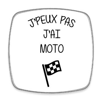 Moto / Motard / Motarde / Biker / Stunt / Cross - Magnet carré - blanc - Devant