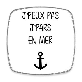 Marin / Marine / Bâteau / Ancre / Mer - Magnet carré - blanc - Devant