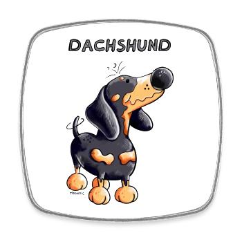 Knuffiger Dackel - Viereckiger Kühlschrankmagnet - Weiß - Vorne