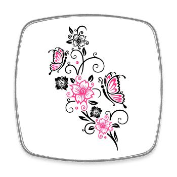 Cherry blossoms with butterflies - Square fridge magnet - white - Front