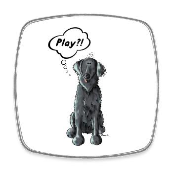 Flat Coated Retriever Play - Square fridge magnet - white - Front