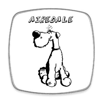 Happy Airedale Terrier - Magnet carré - blanc - Devant