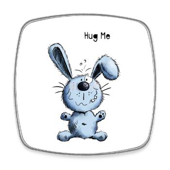 Hug Me Hase - Viereckiger Kühlschrankmagnet - Weiß - Vorne