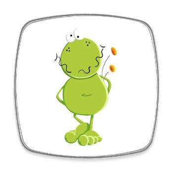 Grenouille aux fleurs - Magnet carré - blanc - Devant