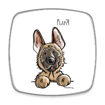 Malinois Play - Square fridge magnet - white - Front