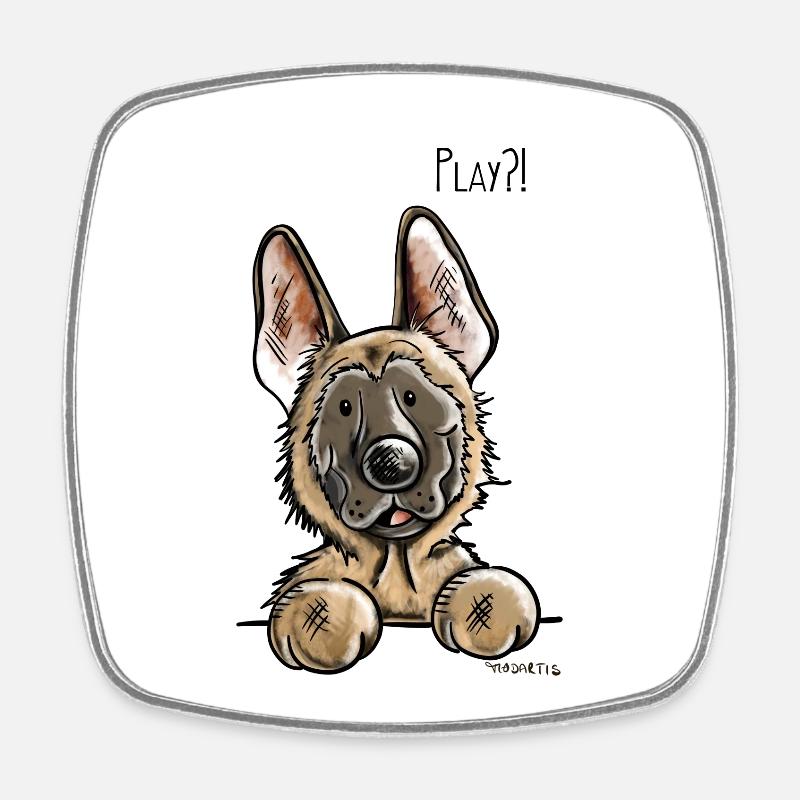 Malinois Play - Chien - Chiens - Magnet carré - blanc