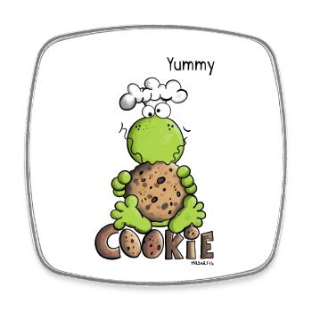 Frosch liebt Cookie - Viereckiger Kühlschrankmagnet - Weiß - Vorne