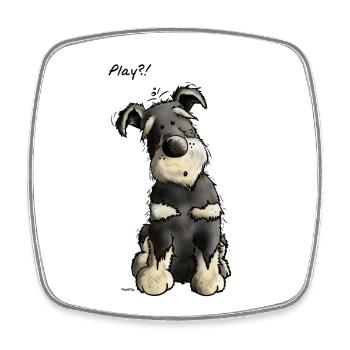 Schnauzer Play - Zwergschnauzer - Tier - Tiere - Viereckiger Kühlschrankmagnet - Weiß - Vorne