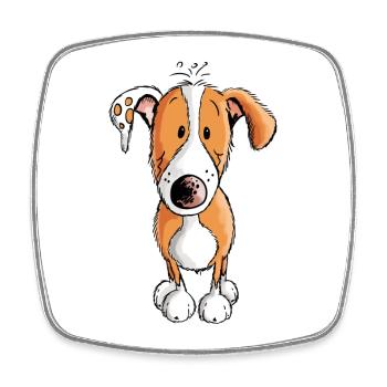Kleiner Podenco - Hund - Welpe - Comic - Fun - Viereckiger Kühlschrankmagnet - Weiß - Vorne