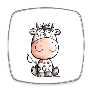Mooo Kuh - Kalb - Kühe - Tiere - Comic - Fun - Viereckiger Kühlschrankmagnet - Weiß - Vorne
