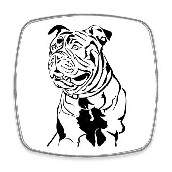 Old English Bulldog head - Square fridge magnet - white - Front