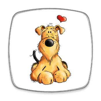 Airedale Terrier Love - Hund - Geschenk - Comic - Viereckiger Kühlschrankmagnet - Weiß - Vorne