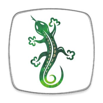 Green lizard, tribal and tattoo style. - Square fridge magnet - white - Front