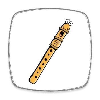 Lustige Flöte - Flöten - Blockflöte - Geschenk - Viereckiger Kühlschrankmagnet - Weiß - Vorne