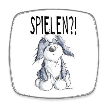 Verspielter Bearded Collie - Hund - Geschenk - Viereckiger Kühlschrankmagnet - Weiß - Vorne